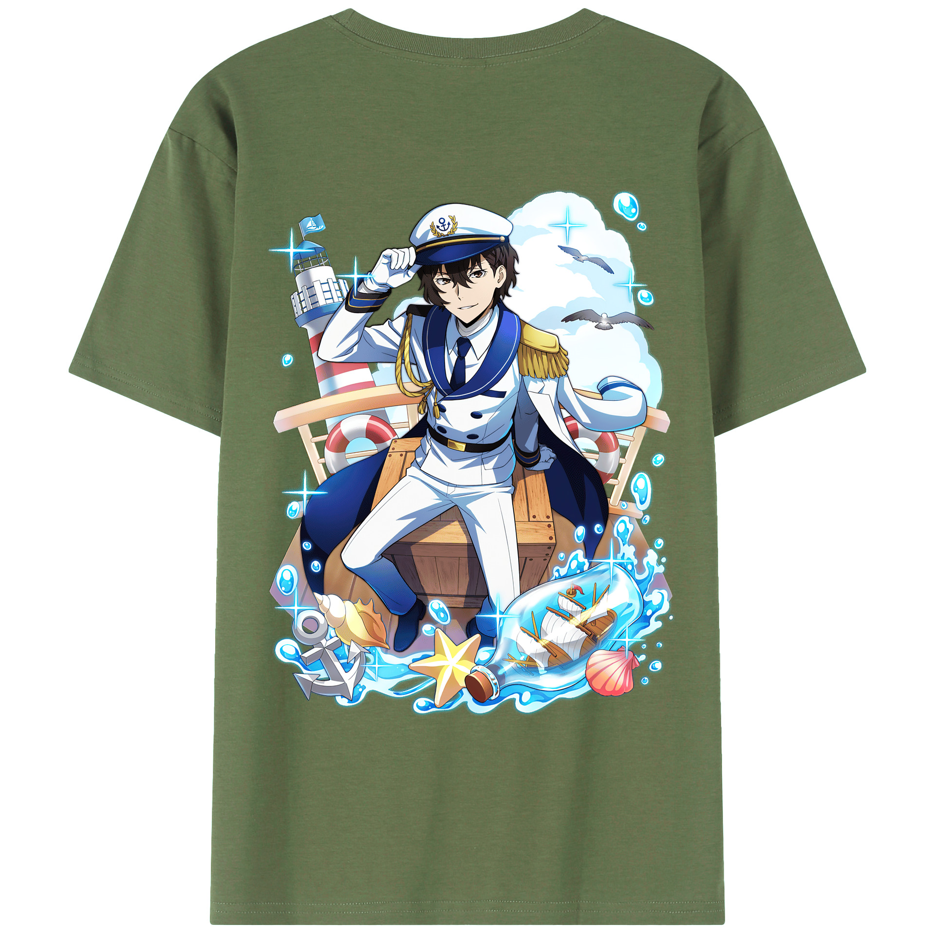 （画像用） 文豪ストレイドッグス Bungo Stray Dogs 綿100％ メンズ半袖Tシャツ（バックプリント） 通気性